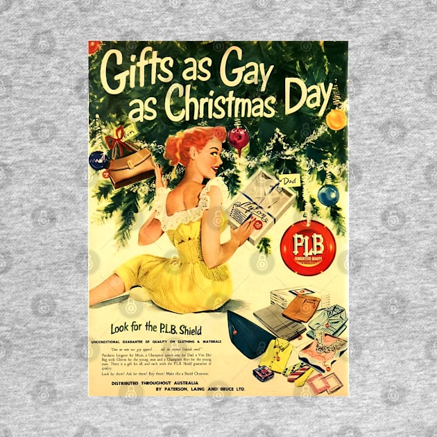 Vintage gay Christmas Ad - Gifts as Gay as Christmas Day by Trojan Horse